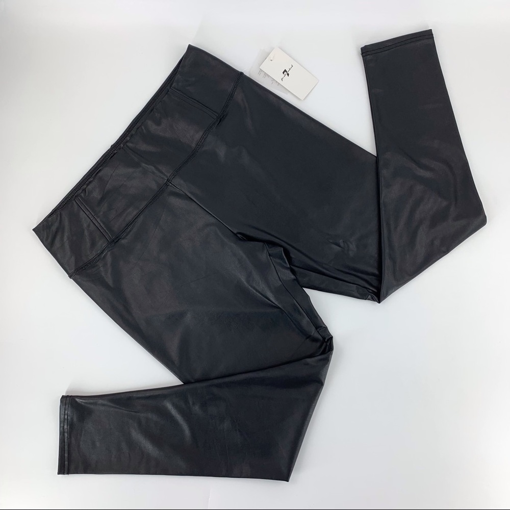 7 For All Mankind NWT Black Vegan Leather Leggings, 1X